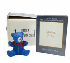 Franklin Mint Teddy Bear figurine americana collection box coa nib Bandana denim picture