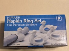 Himark 1984 Duck Napkin Ring Set Fine Porcelain Elegance Set of 4 Made in Japan picture