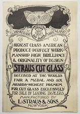 1894 L Straus & Sons Cut Glass Victorian Vintage Original Print Ad NY 1890's picture