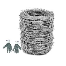 328FT 16-Gauge Barbed Wire For Crafts, Fences & Critter Deterrent With Gloves picture