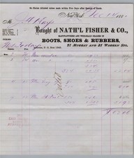 1881 Vintage Billhead Nath'l Fisher & Co New York City Boots Shoes Rubbers picture
