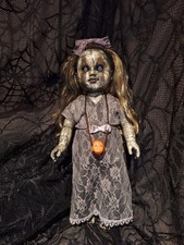 OOAK Creepy Doll Handmade Halloween Prop 18 In Tall Sits & Stands picture