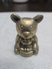 Vintage Brass Teddy Bear Drummer Figurine 59 picture