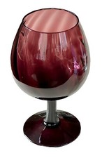 Vintage Empoli Purple/Amethyst Art Glass Optic Swirl Brandy Snifter Glass 8.75” picture