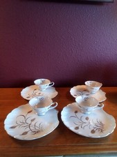 Vintage Lefton Handpainted China Golden Whear #2768 Sandwich Plate w/ Tea Cup picture