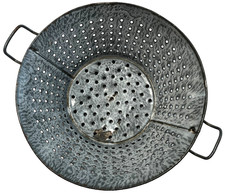 VTG Graniteware Enamel Colander Strainer Handles Gray Speckled Farmhouse Decor picture