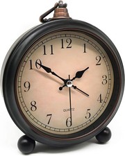 Vintage Alarm Clock Analog Silent Small Bedside Desk Clock Battery Operated for picture