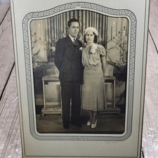 VTG 1930s Formal Couple Portrait Photo Art Deco Gallery Wall Decor Church Flower picture