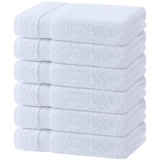 White Bath Towels 24x50 Inch, 6 Pack - Extra Absorbent Cotton Towel Set picture