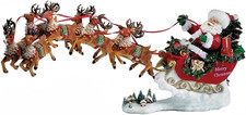 24-Inch Musical Santa with 8 Reindeer 2-Piece Holiday Set by Kurt Adler picture