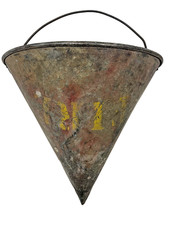 Vintage Faris Galvanized Metal Cone Fire Bucket Antique Industrial Primitive 14