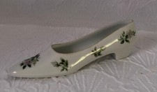 Ceramic Roses Gold Trim Shoe Or Slipper Figurine Trinket Holder picture