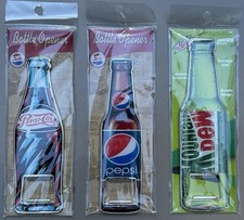 Lot of 3 Pepsi Mountain Dew 2019 Magnetic Bottle Openers Sign Shaped Collectible picture