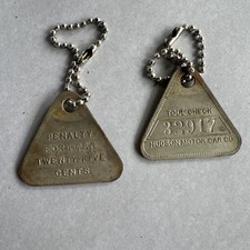 Vtg HUDSON MOTOR CAR CO Tool Check Tags Keychains Penalty For Losing .25 picture
