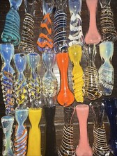 😎 5 PCS 🧡TOBACCO SMOKING PIPE HITTER GLASS CHILLUM 💚 RANDOM COLOR picture