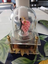 Ballerina Tuxedo Couple Pink Dancing Dome Wind-Up Music Box VTG Japan Sankyo 60s picture