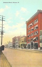 Lithograph Ottawa IL Scene on Madison Street early 1900s picture