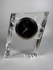 Movado Museum Crystal Desk Clock Working Engraved Award Paperweight 7.5” picture
