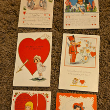 Whitney Lot of 6 Antique Valentine Postcards c.1907–1915 Children Hearts Cupid picture