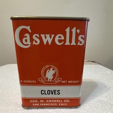 Vintage Caswell’s Cloves Spice Tin 4 Oz Geo W Caswell Co San Francisco CA Litho picture