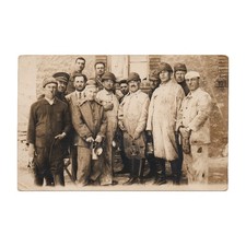 Antique Sepia Ottoman Empire era Photo Men Carbide Miners Lamps Uniforms 1900s picture