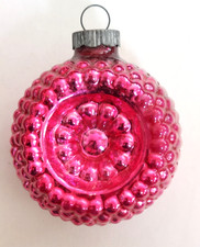 Shiny Brite HOT PINK Glass Double Indent Bumpy VTG Christmas Ornament picture