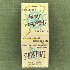 Vintage Matchbook Wheelhouse Lounge Cocktails Showboat Stockton Matches Unstruck picture