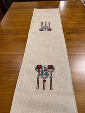 Arts and Crafts Mission style hand made Linen and Cotton table runner picture