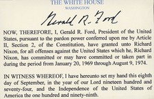 POTUS Gerald R. Ford Signed Nixon Pardon Statement White House Stationary GRAD picture