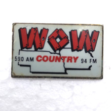 WOW Pin Country Music 590 AM 94 FM Lapel Hat Tie Tack Jacket Brooch Old Omaha Ne picture