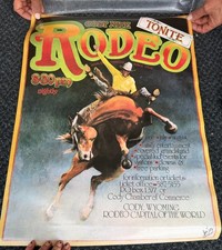 Rare Vintage Cody Nite Rodeo Wyoming Poster Cowboy Western Horse Jim Troy Sign picture