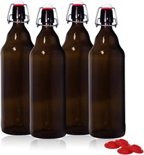YEBODA 32 oz Amber Glass Beer Bottles for Home Brewing with Flip Caps, picture