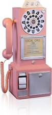 Teléfono antiguo Teléfono fijo de disco giratorio rosa Modelo vintage Regalo picture