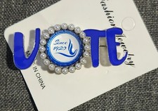 Zeta  Vote Enamel Pearls Brooch Pin picture