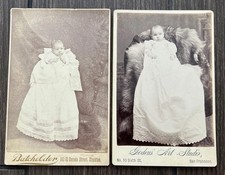 2 Antique 1890'S CABINET CARD Baby Photo Shoot Pajamas Fur Blanket California picture