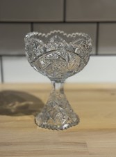 Antique Imperial Cut Glass Footed Compote Sawtooth Edges Candy Dish 6