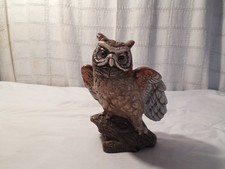  Porcleain hand painted owl on a log figure 6