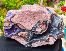 10 Lb 10 Oz Big Rare Black Galaxy and Purple Amethyst On Andesite Ankara/Turkey picture