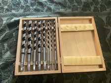 Tools 8 pc. Wood Auger Brace Bit Set Carpenter Woodworking Tool WOOD BOX 9.5” picture