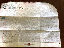 1875 Antique English Indenture Signed Rowland Newman Wax Seal Vellum Sutton Veny picture