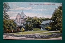 North Easton, MA.  Library and Town Hall - 1910s Postcard picture