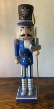 Blue Soldier 15 Inch Traditional Wooden Nutcracker, Festive Christmas Décor f... picture