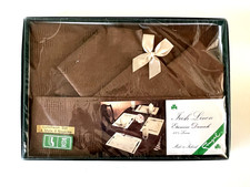 Vintage FINGAL 100% Irish Linen Damask Luncheon Set 4 Placemats & Napkins Brown picture