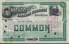 One 1889 Chicago & Eastern Illinois Railroad Stock Certificate - Read (FA101) picture