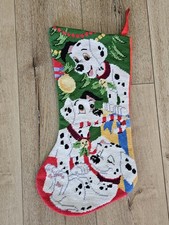 Clean 90s EUC Vintage 101 Dalmatians Disney Needlepoint Christmas Stocking 18