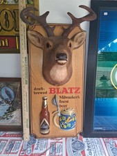Vintage Blatz Beer Wood Sign Whitetail Deer Buck Plastic 