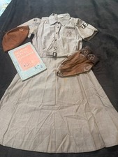 Vintage Girl Scouts Brownie Uniform w/Hat, Belt, Socks, Handbook picture
