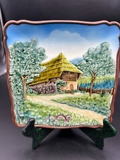 Germany Majolica Bas Relief Plate-Barn in the Woods picture