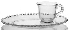 Imperial Glass Candlewick Clear Snack and Footed Cup Set with Oval Plate 237136 picture