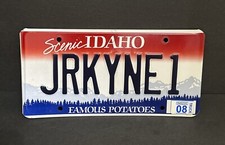 IDAHO Vanity License Plate w/Sticker JRKYNE1 (JERKY ONE) — MINT  picture